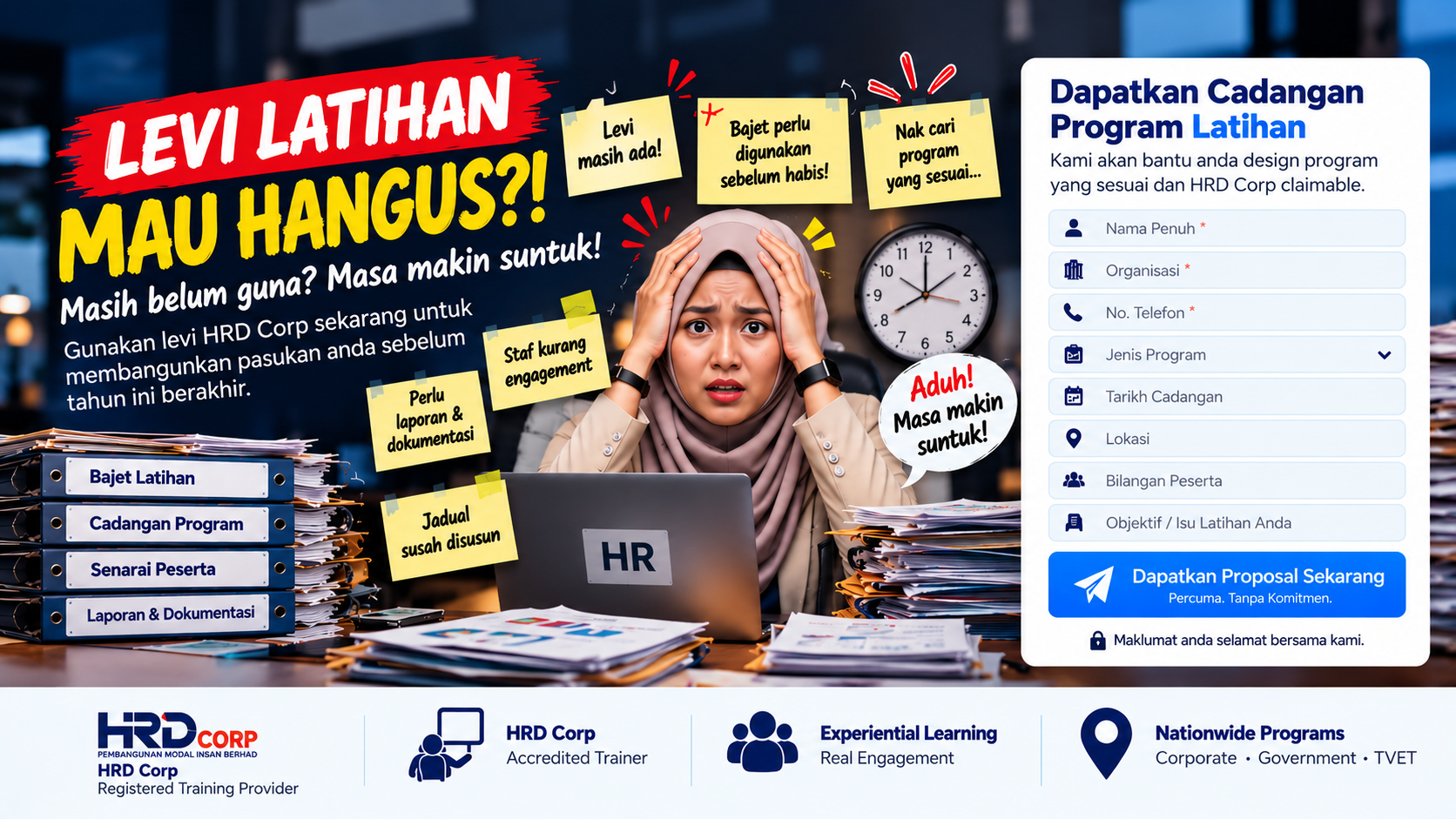 Levi latihan mau hangus?! Masih belum guna? Masa makin suntuk! Rancang latihan bersama NLX. HRD Corp Registered Training Provider, Accredited Trainer, Experiential Learning dan Nationwide Programs.